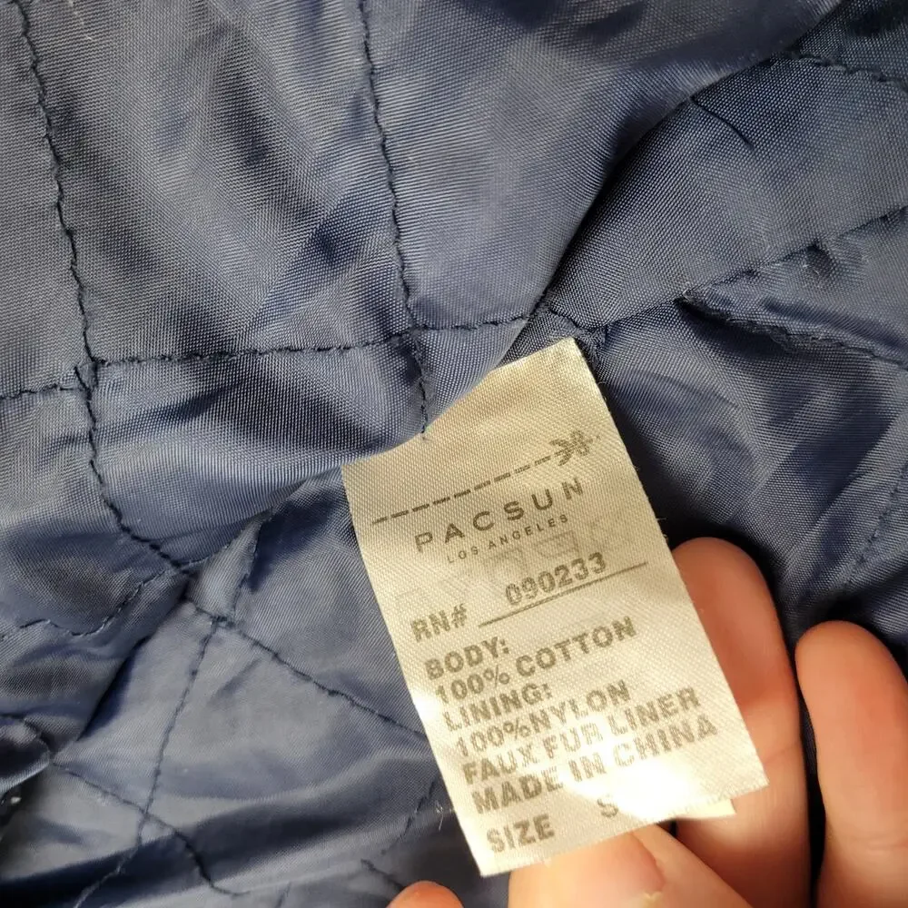 Pacsun denim sherpa trucker jacket quilted lined retro